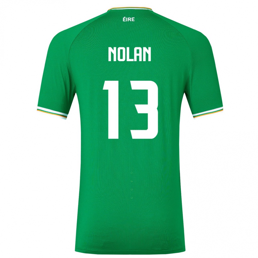 Barn Fotball Irland Hayley Nolan #13 Grønn Hjemmetrøye Drakt Trøye 24-26 Skjorter