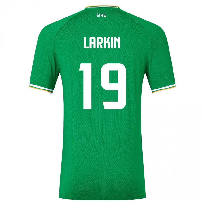 Barn Fotball Irland Abbie Larkin #19 Grønn Hjemmetrøye Drakt Trøye 24-26 Skjorter