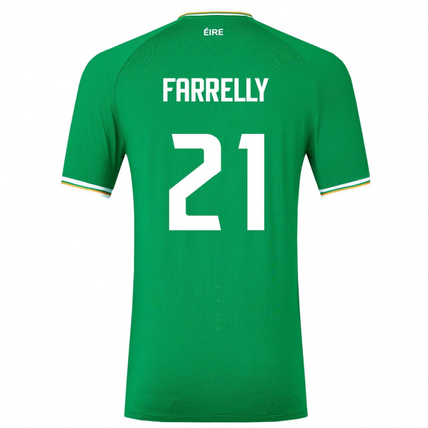 Barn Fotball Irland Sinead Farrelly #21 Grønn Hjemmetrøye Drakt Trøye 24-26 Skjorter