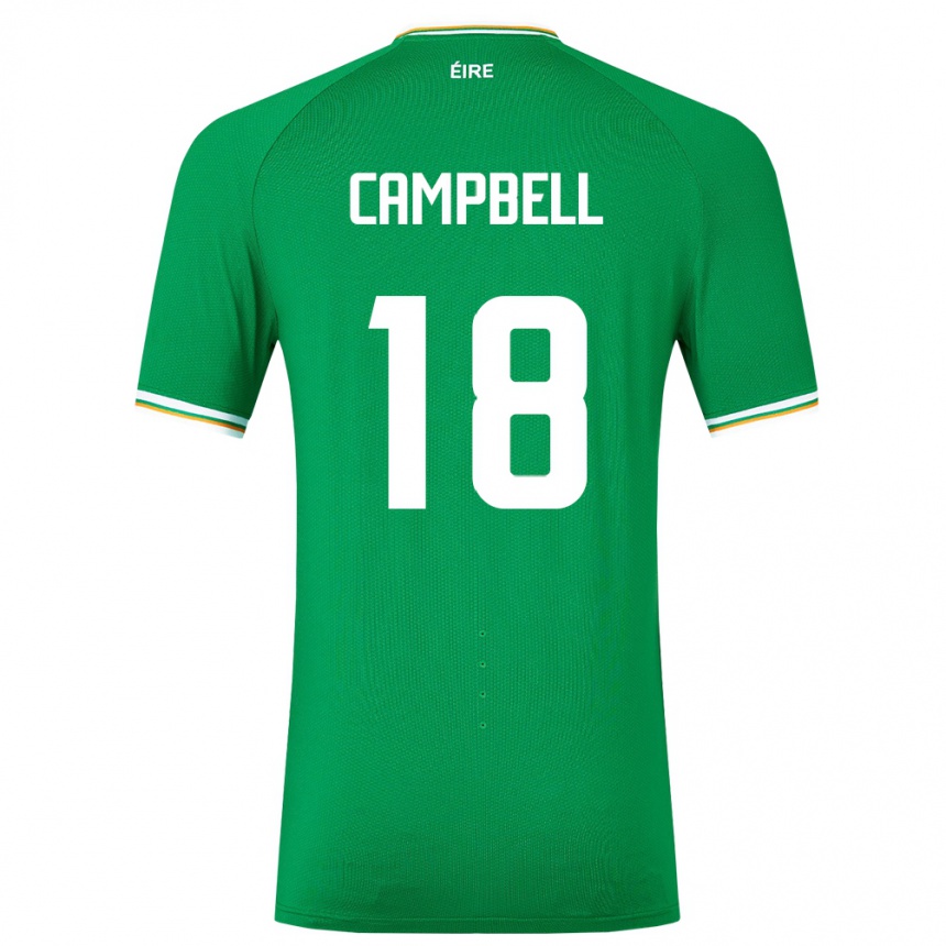 Barn Fotball Irland Megan Campbell #18 Grønn Hjemmetrøye Drakt Trøye 24-26 Skjorter