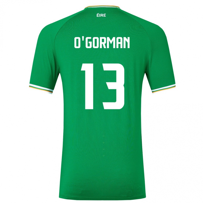 Barn Fotball Irland Áine O'gorman #13 Grønn Hjemmetrøye Drakt Trøye 24-26 Skjorter