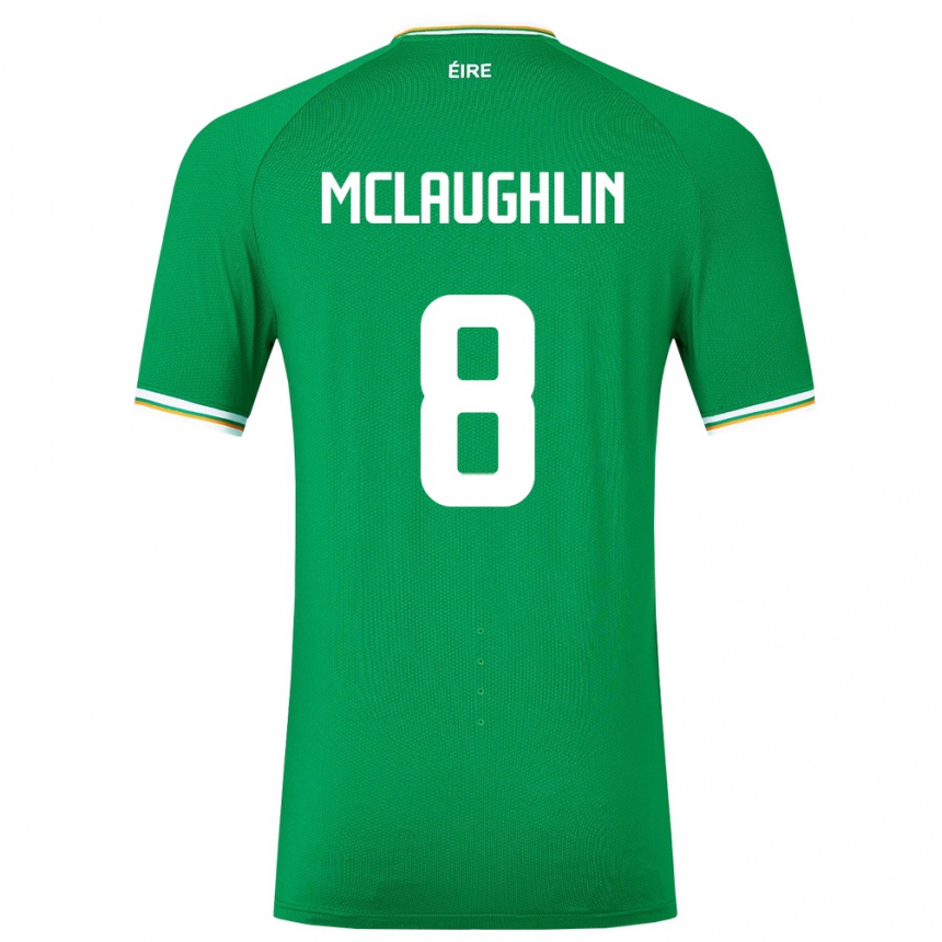 Barn Fotball Irland Roma Mclaughlin #8 Grønn Hjemmetrøye Drakt Trøye 24-26 Skjorter