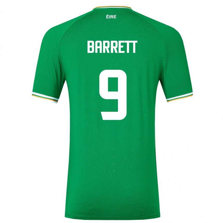 Barn Fotball Irland Amber Barrett #9 Grønn Hjemmetrøye Drakt Trøye 24-26 Skjorter