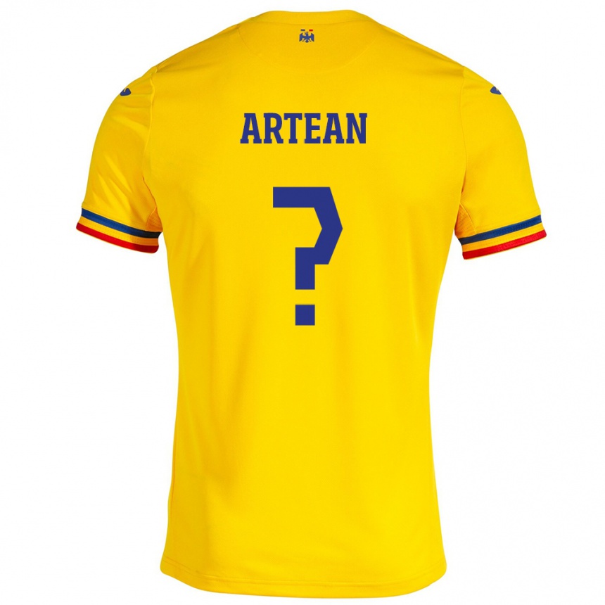 Barn Fotball Romania Andrei Artean #0 Gul Hjemmetrøye Drakt Trøye 24-26 Skjorter