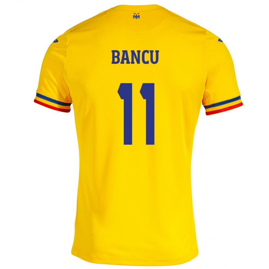 Barn Fotball Romania Nicuşor Bancu #11 Gul Hjemmetrøye Drakt Trøye 24-26 Skjorter