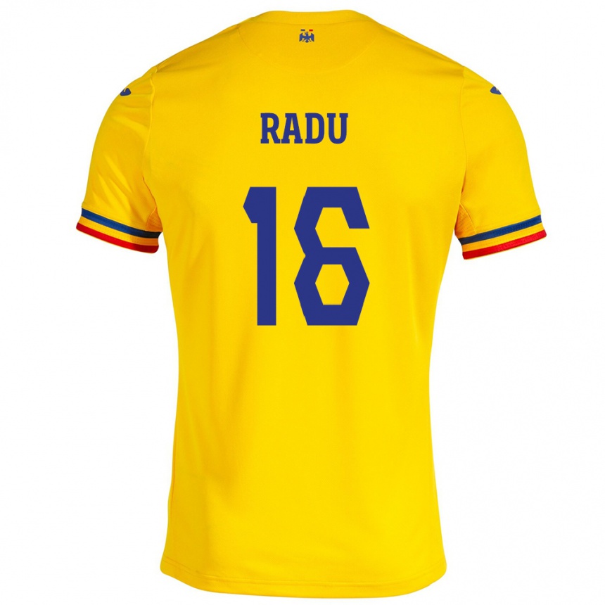 Barn Fotball Romania Andrei Radu #16 Gul Hjemmetrøye Drakt Trøye 24-26 Skjorter