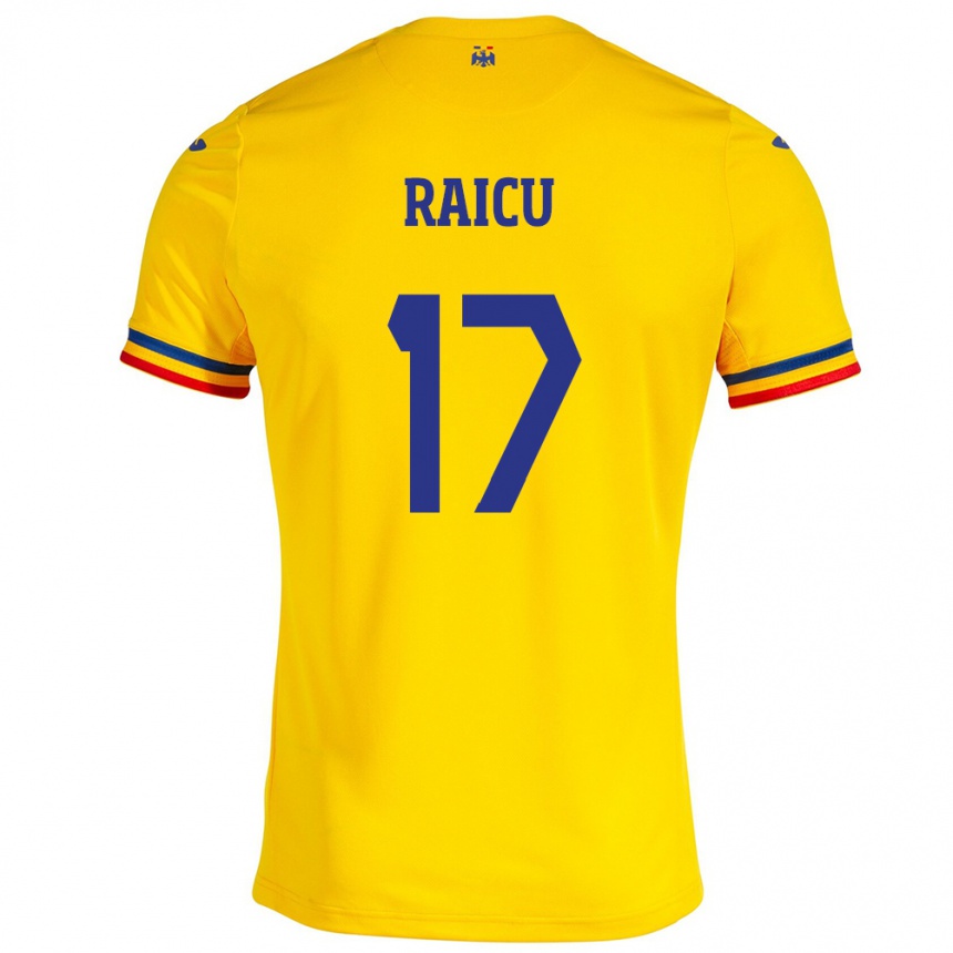 Barn Fotball Romania Alin Raicu #17 Gul Hjemmetrøye Drakt Trøye 24-26 Skjorter