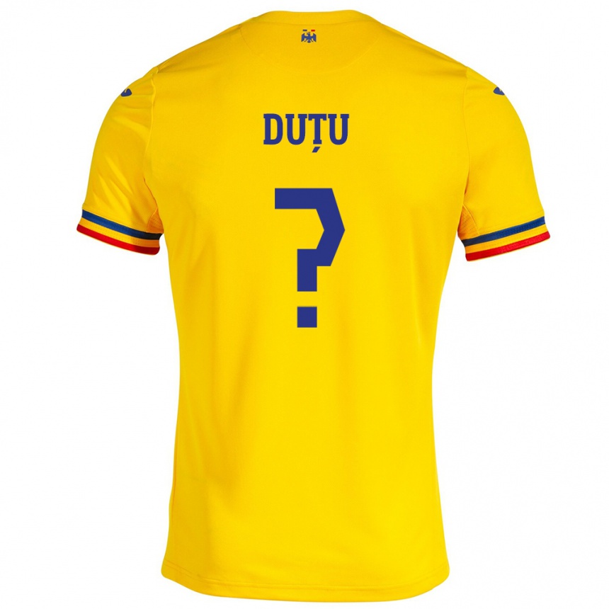 Barn Fotball Romania Matteo Duțu #0 Gul Hjemmetrøye Drakt Trøye 24-26 Skjorter