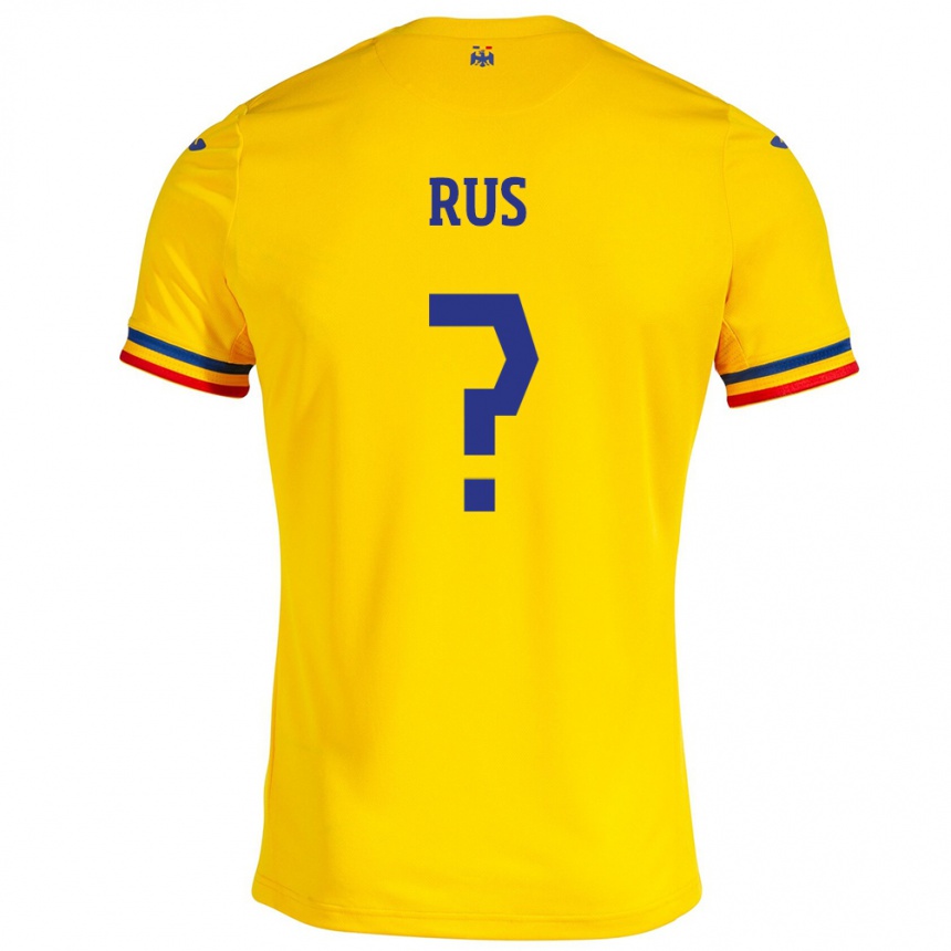 Barn Fotball Romania Jayden Rus #0 Gul Hjemmetrøye Drakt Trøye 24-26 Skjorter