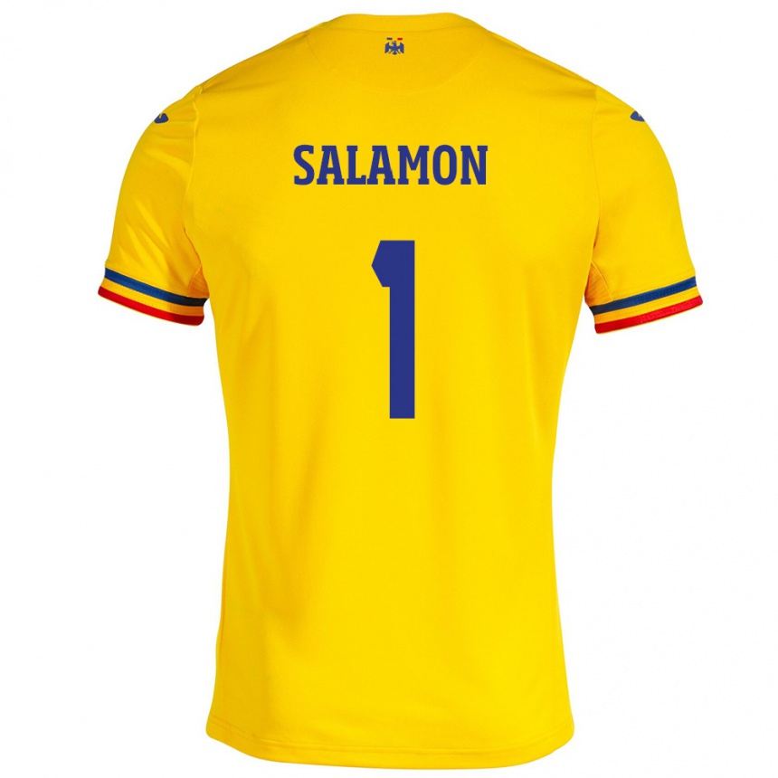 Barn Fotball Romania Szidonia Salamon #1 Gul Hjemmetrøye Drakt Trøye 24-26 Skjorter