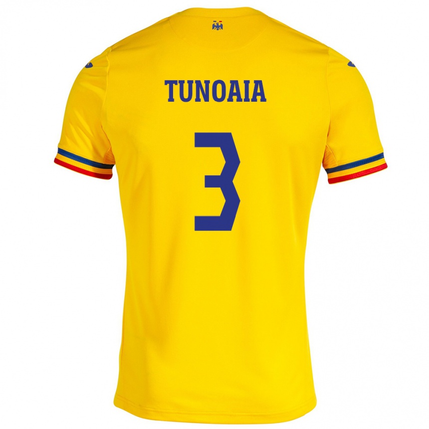 Barn Fotball Romania Alexandra Tunoaia #3 Gul Hjemmetrøye Drakt Trøye 24-26 Skjorter