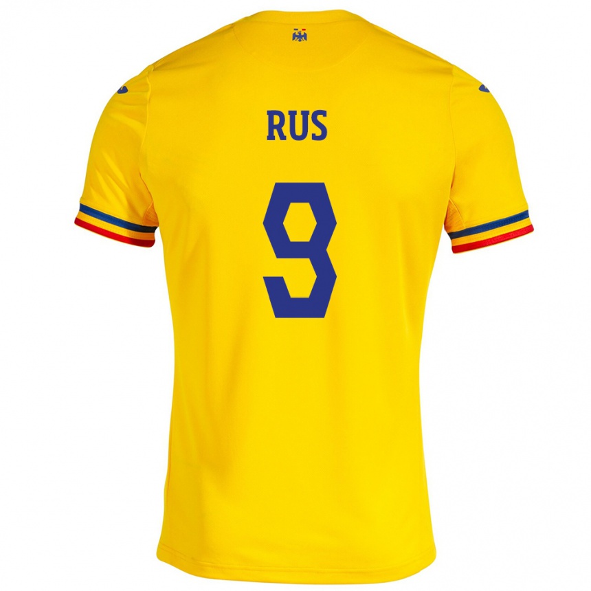 Barn Fotball Romania Laura Rus #9 Gul Hjemmetrøye Drakt Trøye 24-26 Skjorter