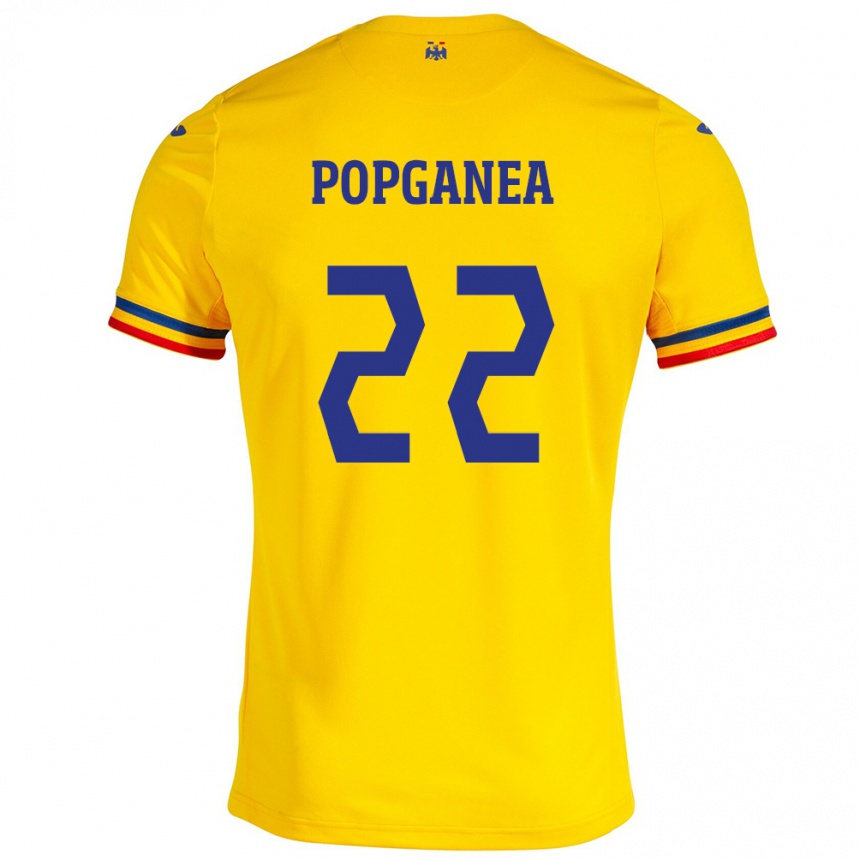 Barn Fotball Romania Mirela Pop-Ganea #22 Gul Hjemmetrøye Drakt Trøye 24-26 Skjorter