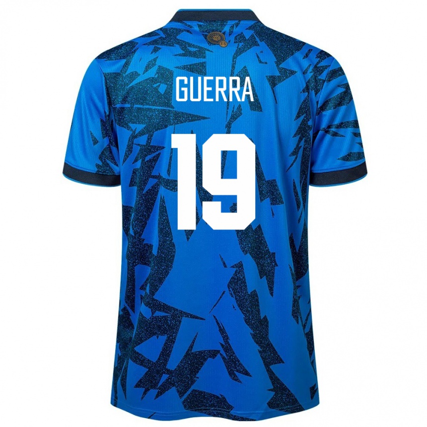 Barn Fotball El Salvador Steven Guerra #19 Blå Hjemmetrøye Drakt Trøye 24-26 Skjorter