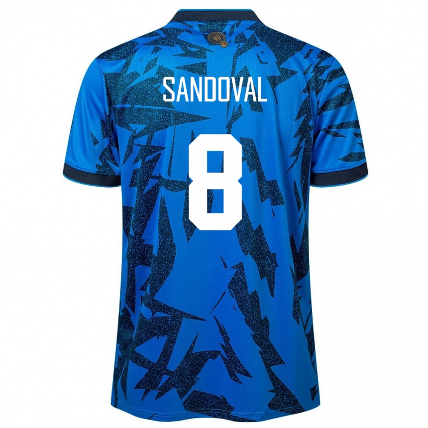 Barn Fotball El Salvador Emerson Sandoval #8 Blå Hjemmetrøye Drakt Trøye 24-26 Skjorter