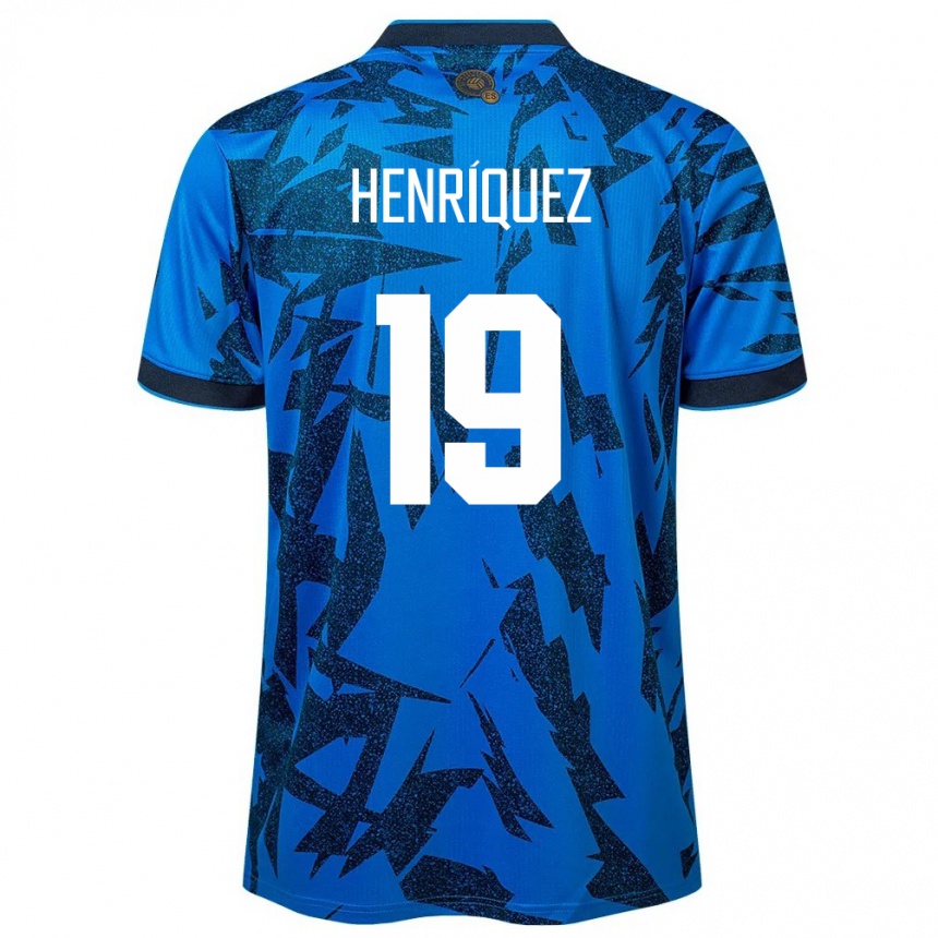 Barn Fotball El Salvador Alejandro Henríquez #19 Blå Hjemmetrøye Drakt Trøye 24-26 Skjorter