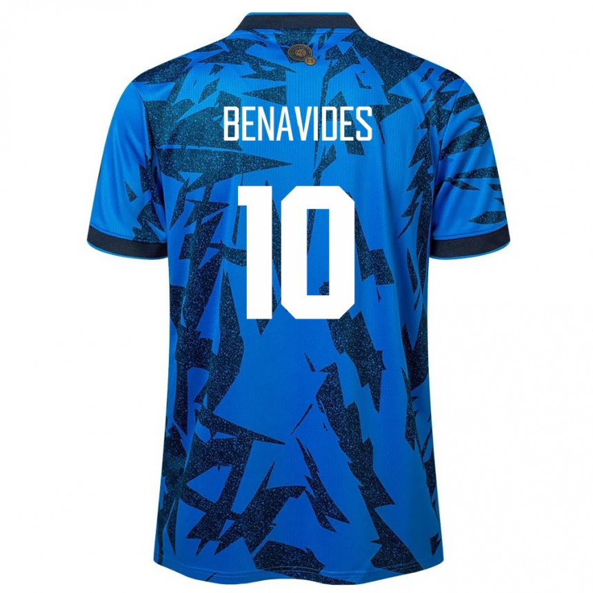 Barn Fotball El Salvador Matthew Benavides #10 Blå Hjemmetrøye Drakt Trøye 24-26 Skjorter