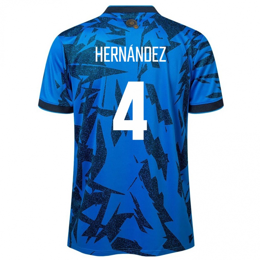 Barn Fotball El Salvador Elaily Hernández #4 Blå Hjemmetrøye Drakt Trøye 24-26 Skjorter