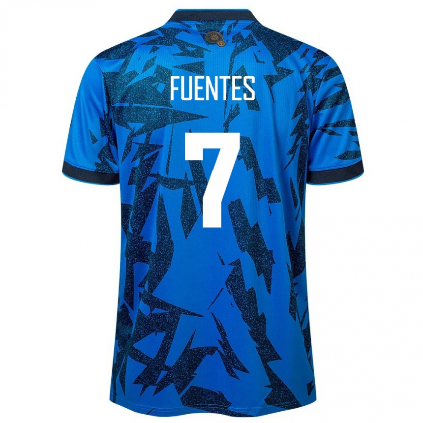 Barn Fotball El Salvador Danielle Fuentes #7 Blå Hjemmetrøye Drakt Trøye 24-26 Skjorter