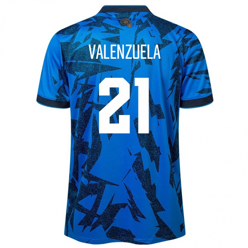 Barn Fotball El Salvador Ana Valenzuela #21 Blå Hjemmetrøye Drakt Trøye 24-26 Skjorter