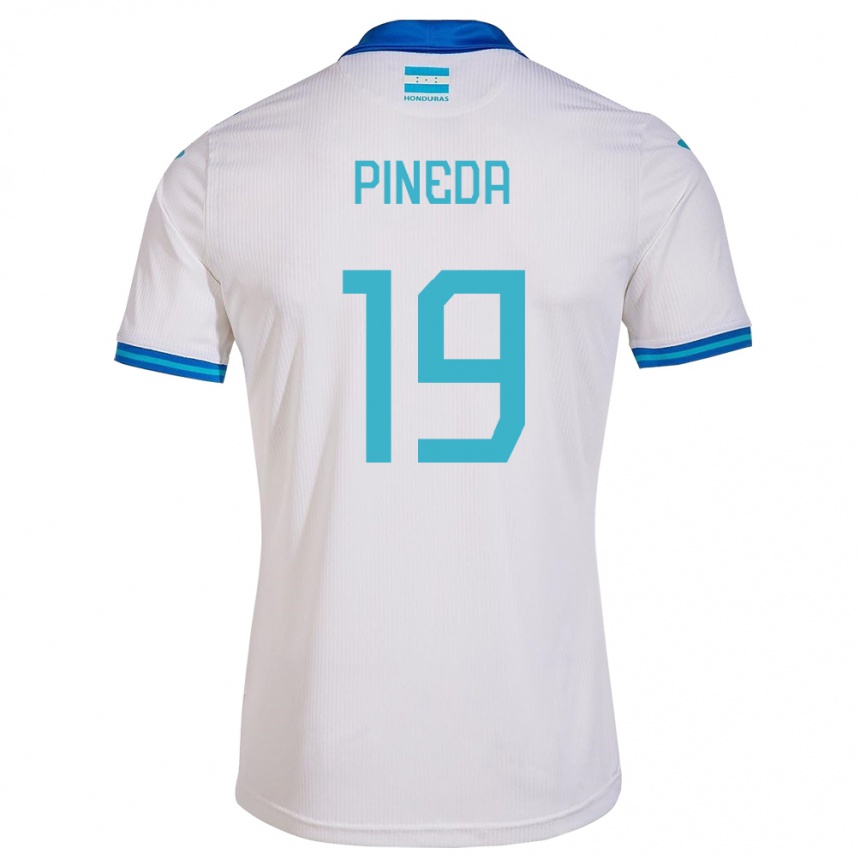 Barn Fotball Honduras Carlos Pineda #19 Hvit Hjemmetrøye Drakt Trøye 24-26 Skjorter