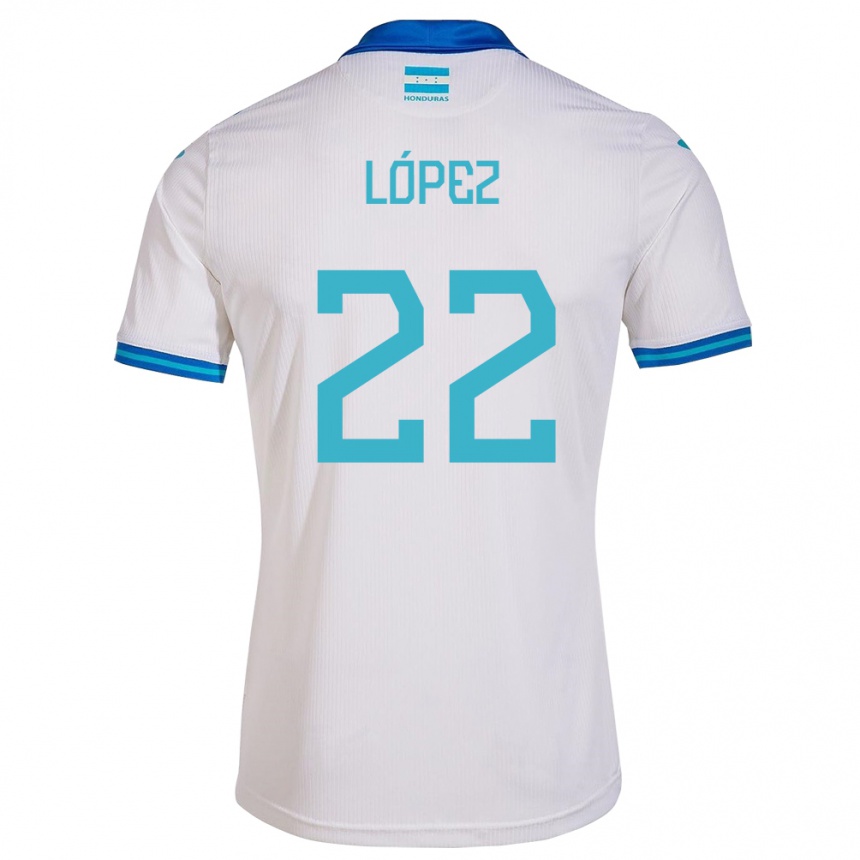 Barn Fotball Honduras Luis López #22 Hvit Hjemmetrøye Drakt Trøye 24-26 Skjorter