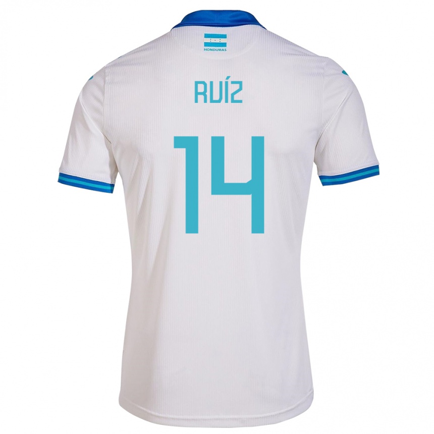 Barn Fotball Honduras David Ruíz #14 Hvit Hjemmetrøye Drakt Trøye 24-26 Skjorter