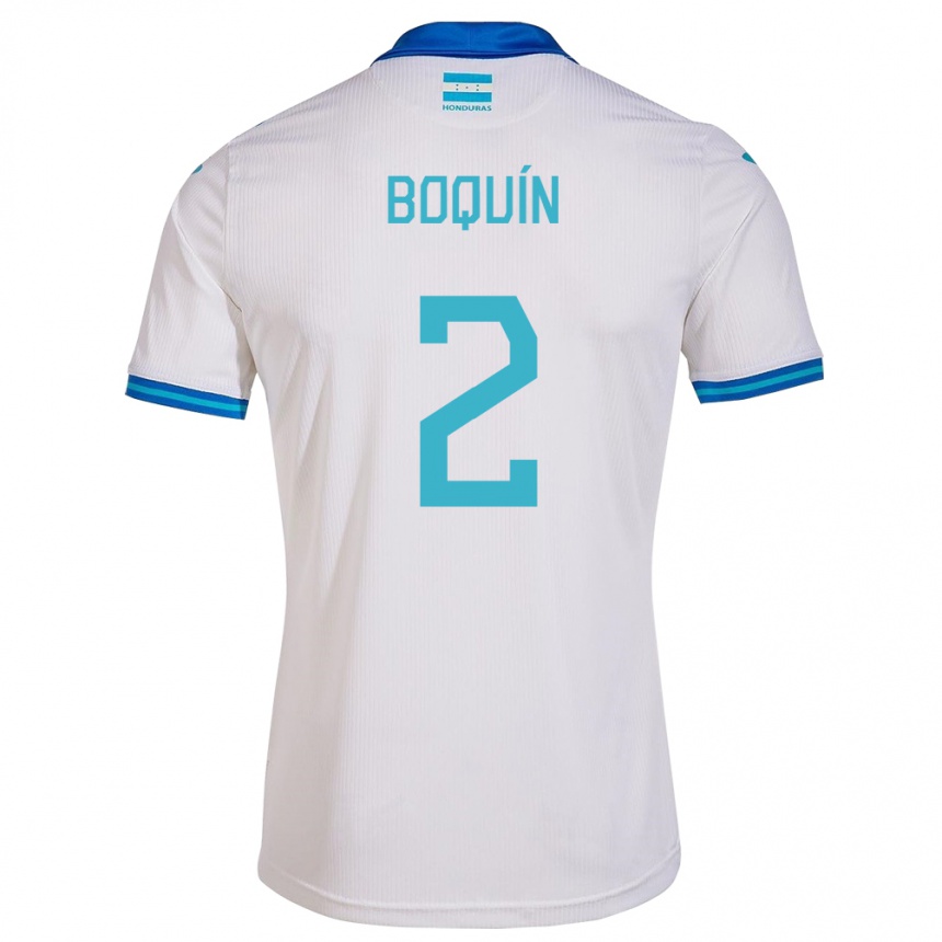 Barn Fotball Honduras Stiven Boquín #2 Hvit Hjemmetrøye Drakt Trøye 24-26 Skjorter