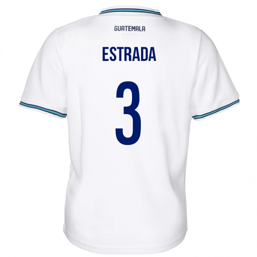 Barn Fotball Guatemala Carlos Estrada #3 Hvit Hjemmetrøye Drakt Trøye 24-26 Skjorter