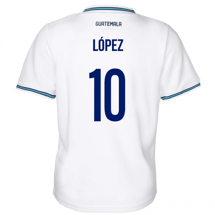 Barn Fotball Guatemala Antonio López #10 Hvit Hjemmetrøye Drakt Trøye 24-26 Skjorter