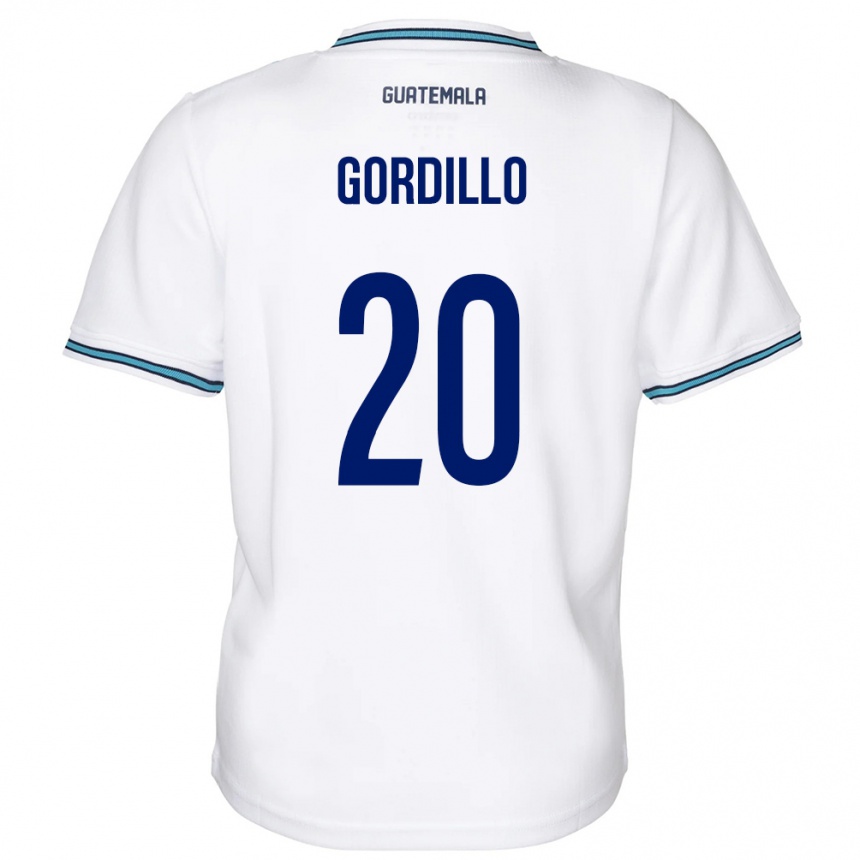 Barn Fotball Guatemala Gerardo Gordillo #20 Hvit Hjemmetrøye Drakt Trøye 24-26 Skjorter