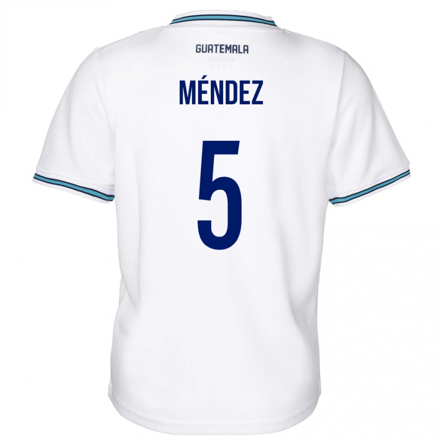 Barn Fotball Guatemala Diego Méndez #5 Hvit Hjemmetrøye Drakt Trøye 24-26 Skjorter