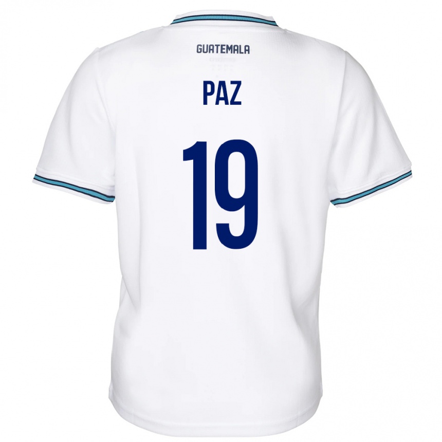 Barn Fotball Guatemala Vidal Paz #19 Hvit Hjemmetrøye Drakt Trøye 24-26 Skjorter