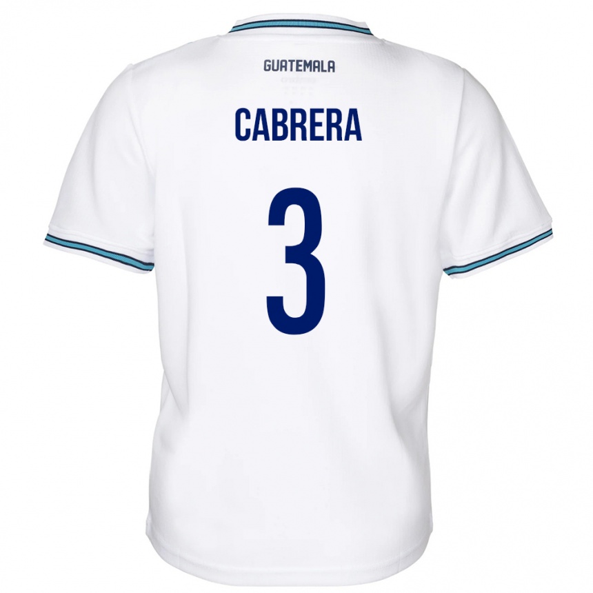 Barn Fotball Guatemala Gabriel Cabrera #3 Hvit Hjemmetrøye Drakt Trøye 24-26 Skjorter