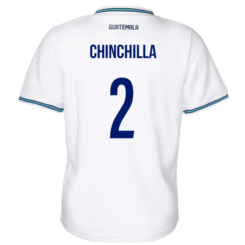 Barn Fotball Guatemala Nicolás Chinchilla #2 Hvit Hjemmetrøye Drakt Trøye 24-26 Skjorter