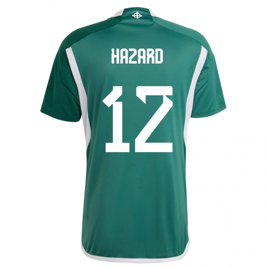 Barn Fotball Nord-Irland Conor Hazard #12 Grønn Hjemmetrøye Drakt Trøye 24-26 Skjorter