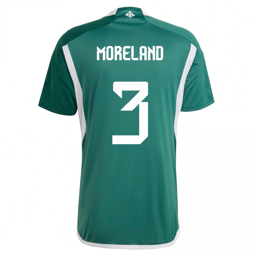 Barn Fotball Nord-Irland Calum Moreland #3 Grønn Hjemmetrøye Drakt Trøye 24-26 Skjorter