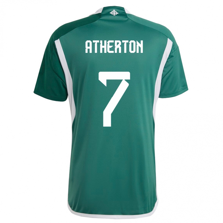 Barn Fotball Nord-Irland Chris Atherton #7 Grønn Hjemmetrøye Drakt Trøye 24-26 Skjorter