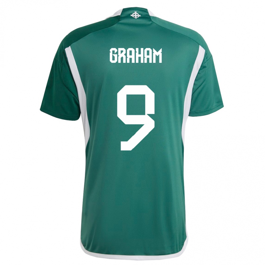 Barn Fotball Nord-Irland Braiden Graham #9 Grønn Hjemmetrøye Drakt Trøye 24-26 Skjorter