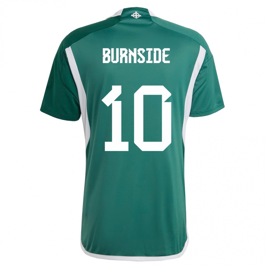 Barn Fotball Nord-Irland Callum Burnside #10 Grønn Hjemmetrøye Drakt Trøye 24-26 Skjorter