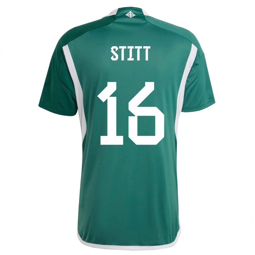 Barn Fotball Nord-Irland Dylan Stitt #16 Grønn Hjemmetrøye Drakt Trøye 24-26 Skjorter