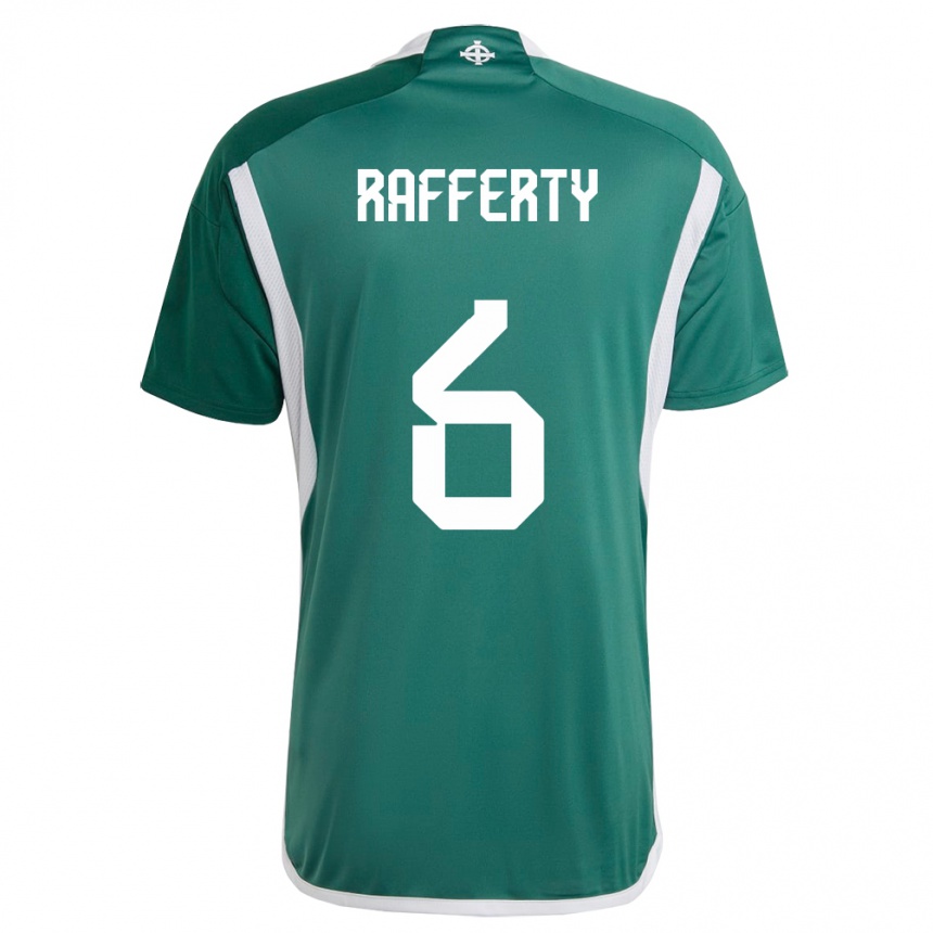 Barn Fotball Nord-Irland Laura Rafferty #6 Grønn Hjemmetrøye Drakt Trøye 24-26 Skjorter