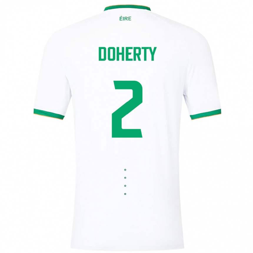 Barn Fotball Irland Matt Doherty #2 Hvit Bortetrøye Drakt Trøye 24-26 Skjorter