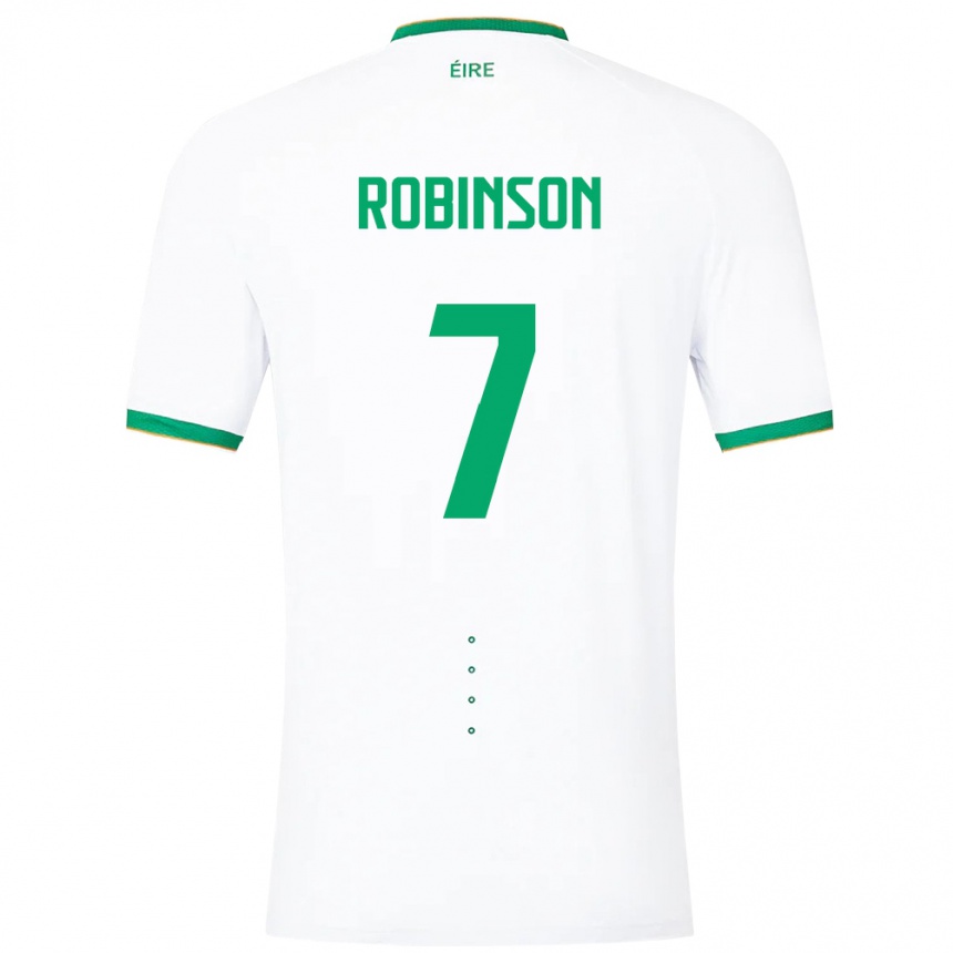 Barn Fotball Irland Callum Robinson #7 Hvit Bortetrøye Drakt Trøye 24-26 Skjorter