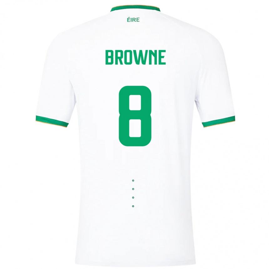 Barn Fotball Irland Alan Browne #8 Hvit Bortetrøye Drakt Trøye 24-26 Skjorter