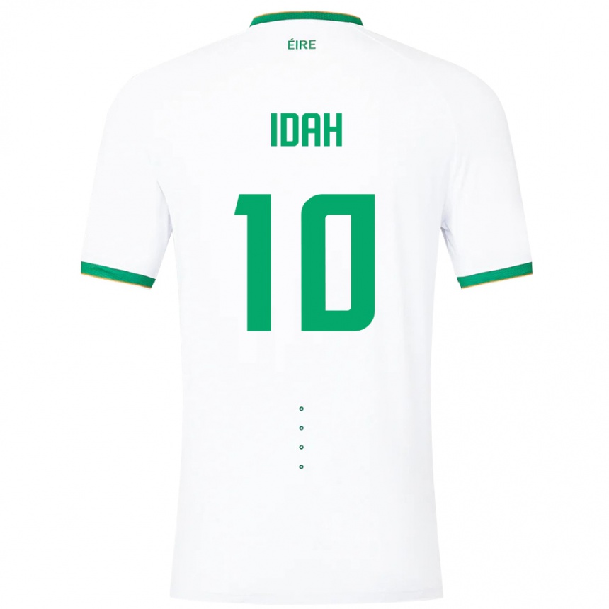 Barn Fotball Irland Adam Idah #10 Hvit Bortetrøye Drakt Trøye 24-26 Skjorter