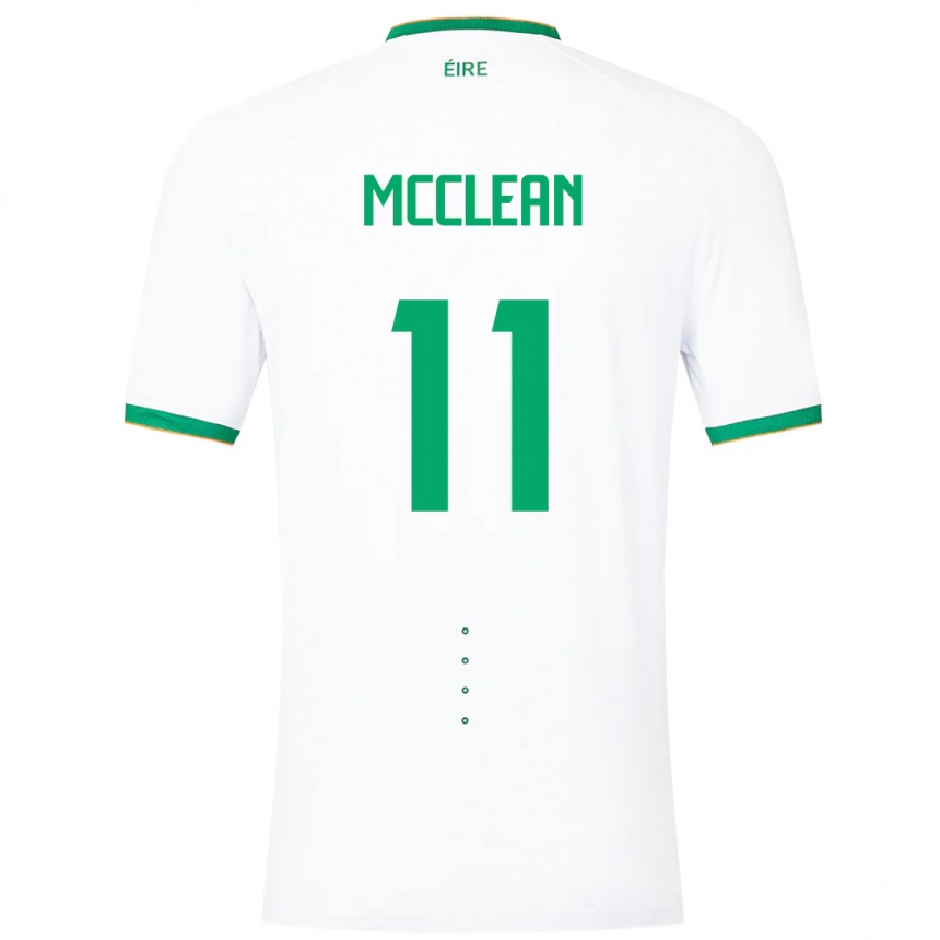 Barn Fotball Irland James Mcclean #11 Hvit Bortetrøye Drakt Trøye 24-26 Skjorter