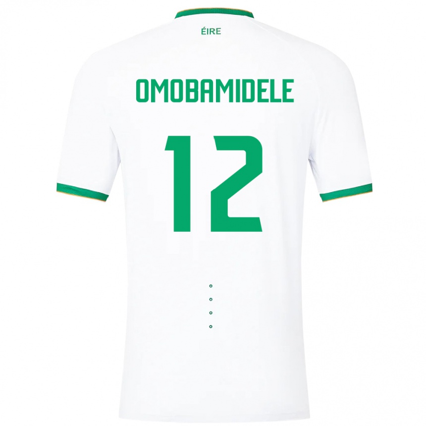 Barn Fotball Irland Andrew Omobamidele #12 Hvit Bortetrøye Drakt Trøye 24-26 Skjorter