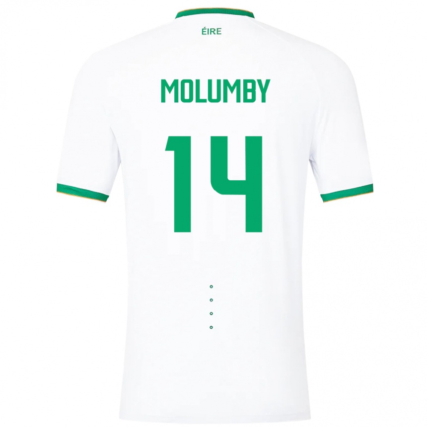 Barn Fotball Irland Jayson Molumby #14 Hvit Bortetrøye Drakt Trøye 24-26 Skjorter