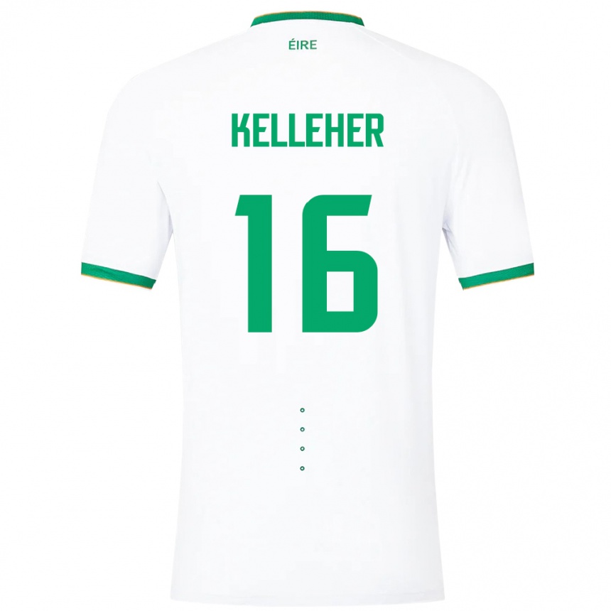 Barn Fotball Irland Caoimhín Kelleher #16 Hvit Bortetrøye Drakt Trøye 24-26 Skjorter